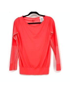 Nike Knit Epic Dri Fit Long Sleeve Activewear Top Womens Size Small Neon Red